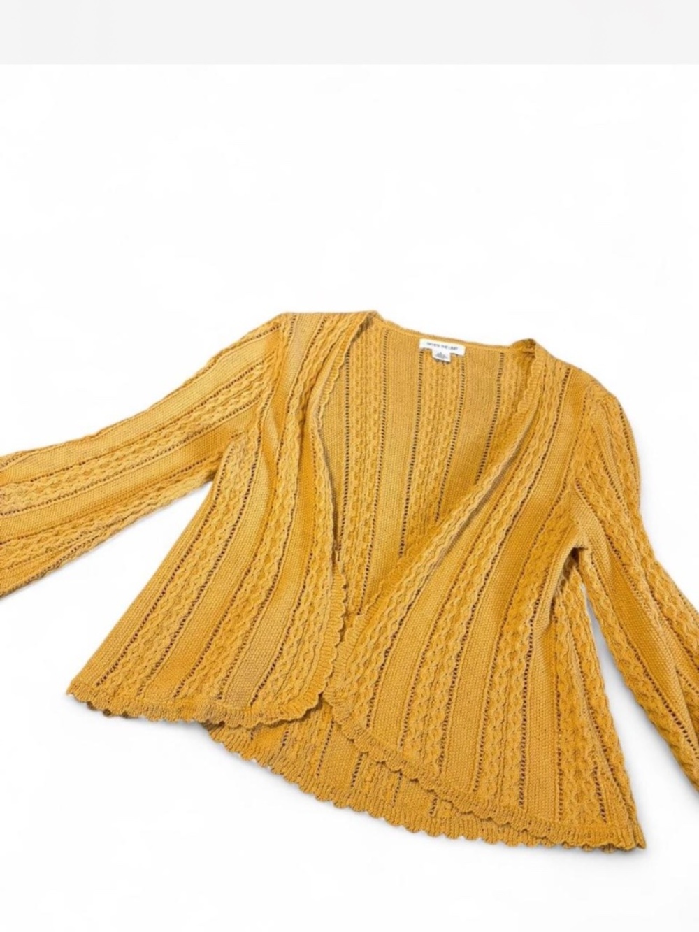 Skye’s the Limit Mustard Yellow Cable Knit Grandma Cardigan - Size L